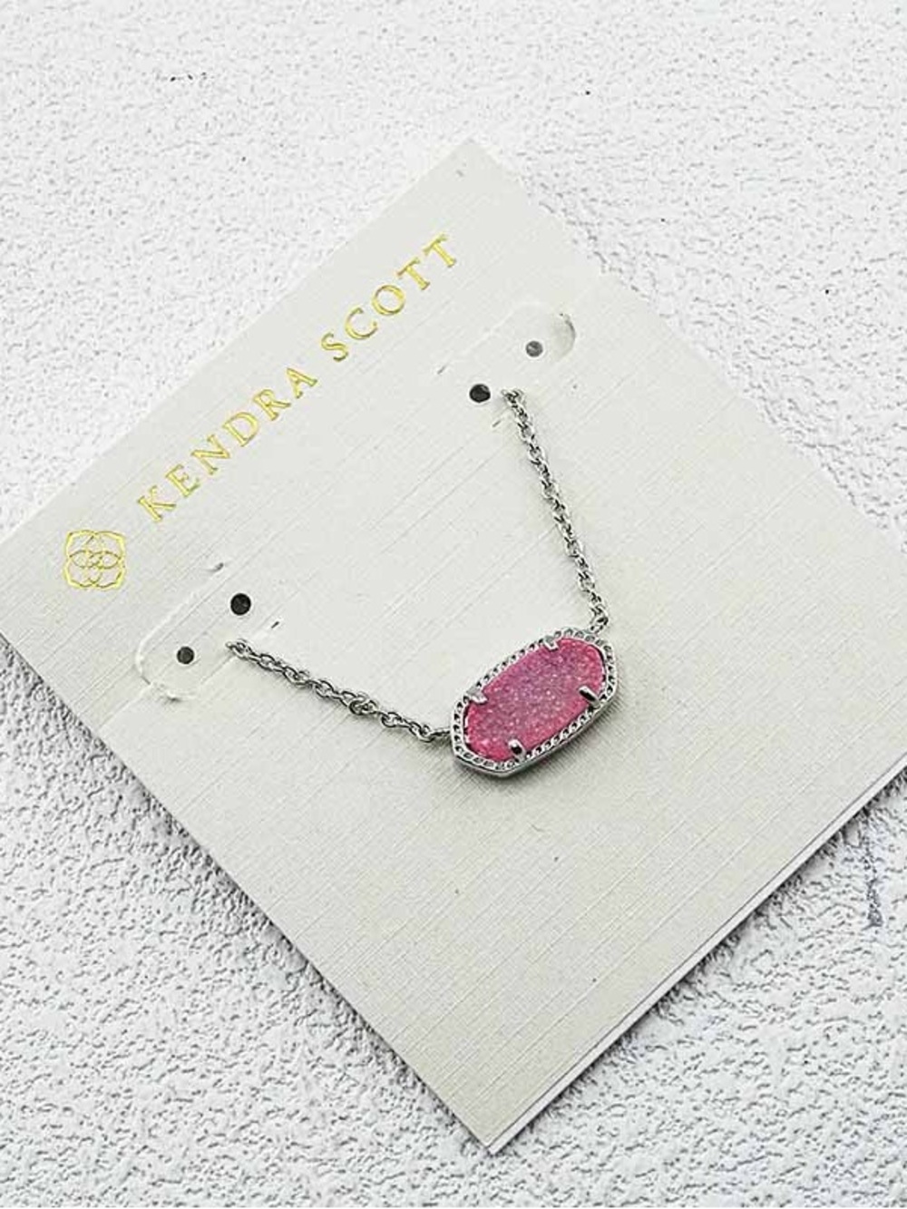 Kendra Scott Pink Drusy Pendant Necklace in Silver-Tone